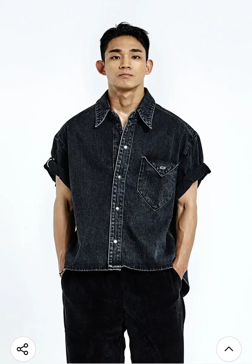 51퍼센트/Triangle denim Half shirt